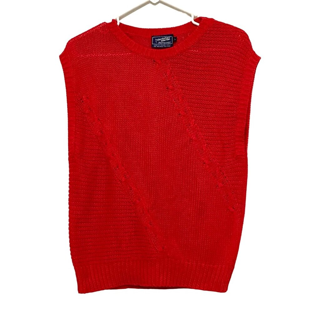 Vtg 80s Red Sweater Vest L Grandmacore Preppy Vibrant Academic Geek Chic School